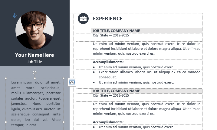 Free professional resume template - table-formatted