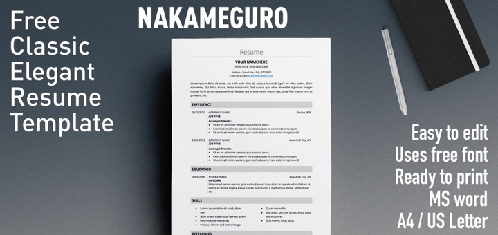 Nakameguro Free Classic Elegant Resume Template