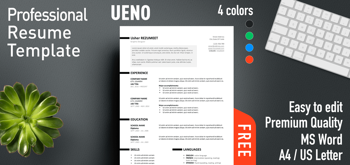 ueno professional resume template ms professional title