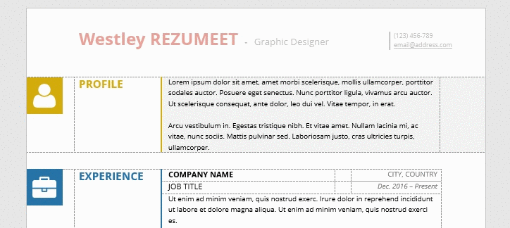 Wynwood - Resume template designed with Text and Picture Content Control fields