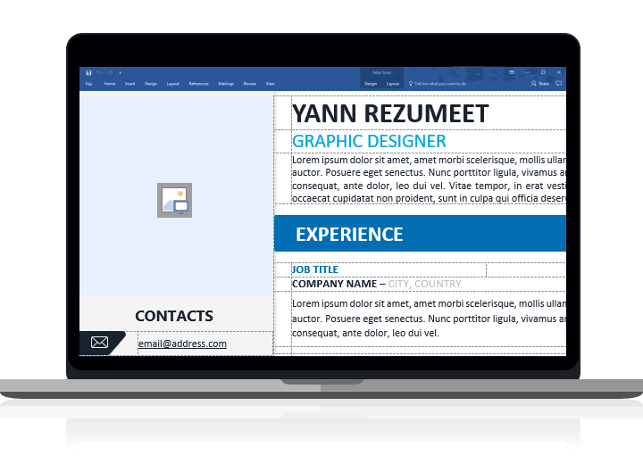 Yanaka - Microsoft Word Resume Template clearly organized with tables